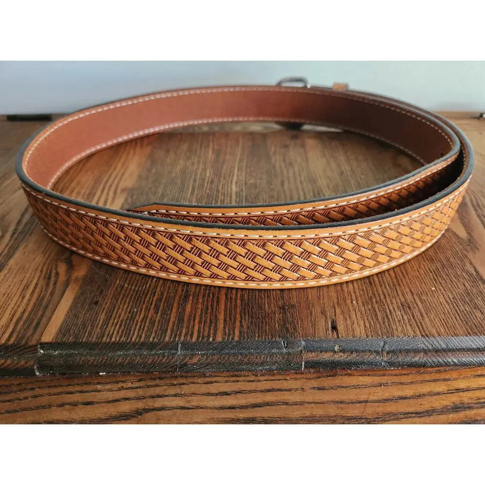 Tex Tan Stitched Genuine Cowhide Brown Belt Size 46 Made In USA